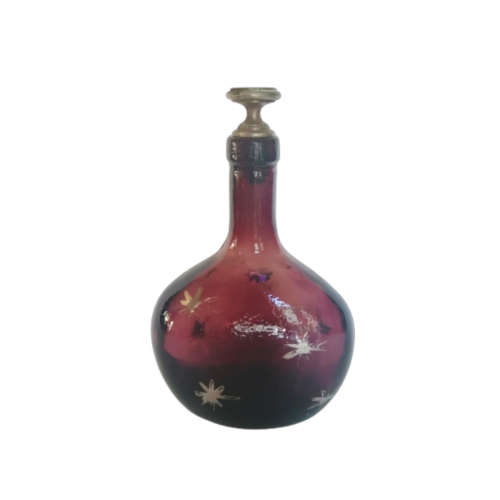 Vintage Burgundy Bottle with Brass Stopper