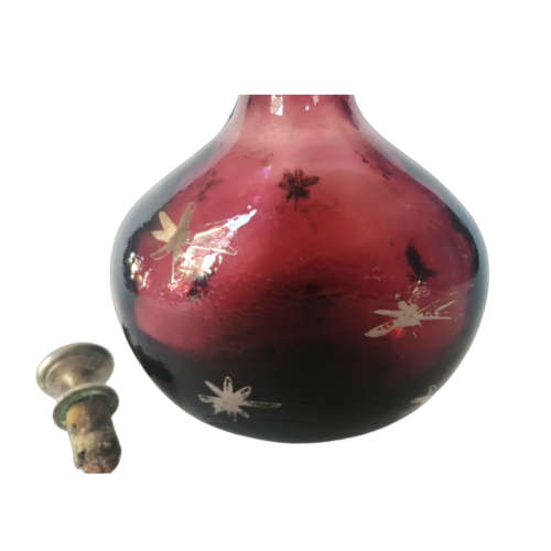 Vintage Burgundy Bottle with Brass Stopper