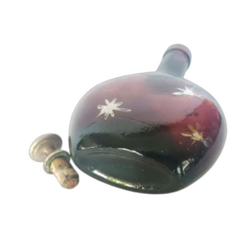 Vintage Burgundy Bottle with Brass Stopper