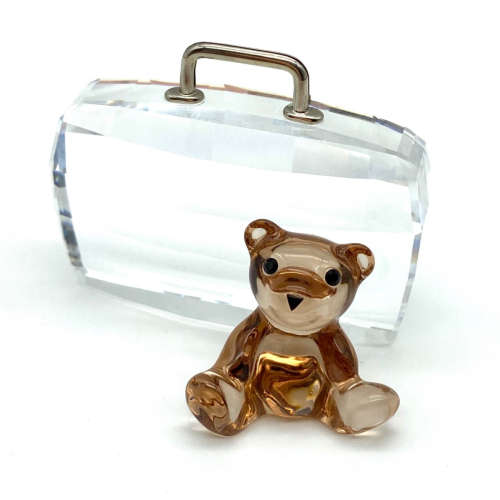 Swarovski Figurine Cardholder - Teddy Bear with Suitcase Rhodium 296338