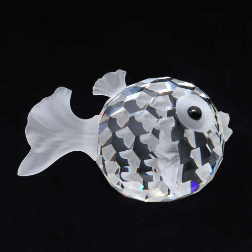 Swarovski Crystal South Sea, Medium Puffer Fish Blowfish, Frosted