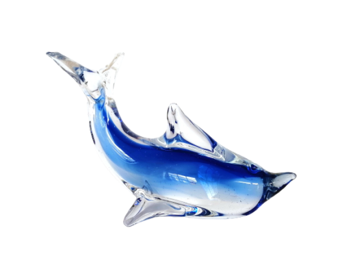 Vintage Blue and clear glass Fish Sculpture