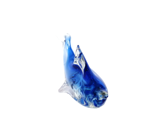 Vintage Blue and clear glass Fish Sculpture