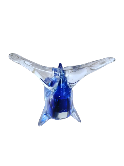 Vintage Blue and clear glass Fish Sculpture