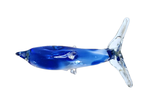 Vintage Blue and clear glass Fish Sculpture