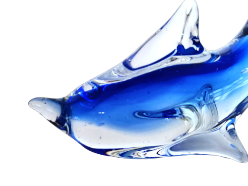 Vintage Blue and clear glass Fish Sculpture