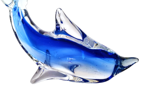 Vintage Blue and clear glass Fish Sculpture