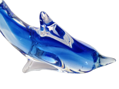 Vintage Blue and clear glass Fish Sculpture