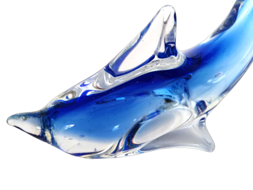 Vintage Blue and clear glass Fish Sculpture