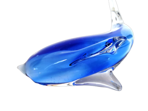 Vintage Blue and clear glass Fish Sculpture