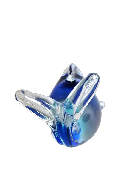 Vintage Blue and clear Blown glass Fish Sculpture