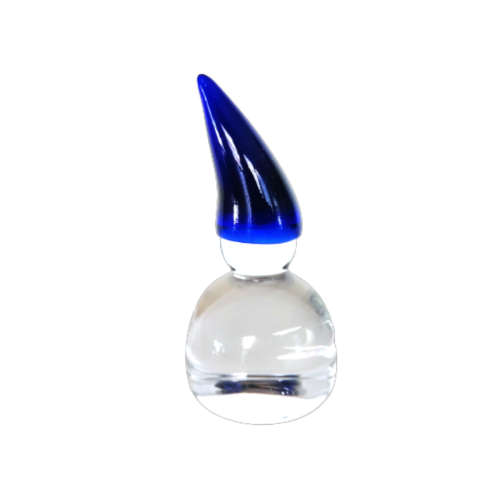 Hadeland Clear Glass Blue Hat Gnome Elf Figurines Paperweight Norway