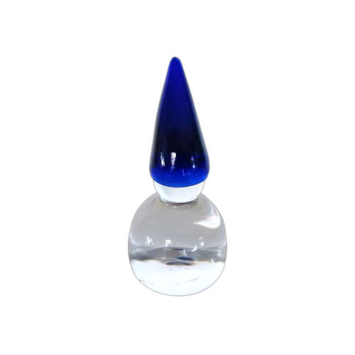 Hadeland Clear Glass Blue Hat Gnome Elf Figurines Paperweight Norway