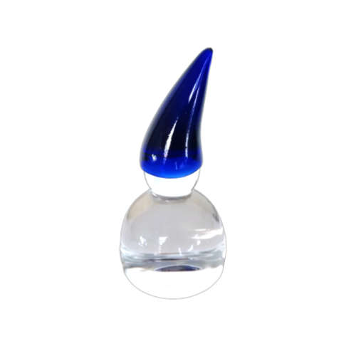 Hadeland Clear Glass Blue Hat Gnome Elf Figurines Paperweight Norway