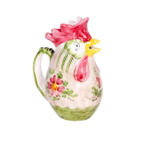 Italian Deruta Tin-Glazed Rooster Chicken ,Pitcher Jug