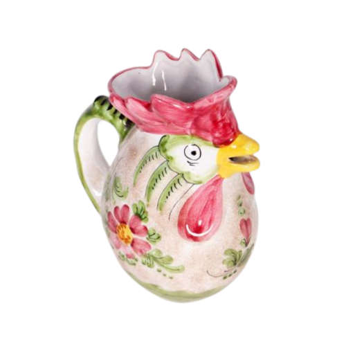 Italian Deruta Tin-Glazed Rooster Chicken ,Pitcher Jug