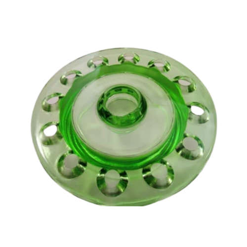 Art Deco Clear And Frosted Green Depression Glass Float Bowl With Frog