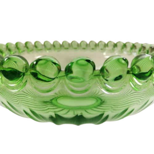 Art Deco Clear And Frosted Green Depression Glass Float Bowl With Frog