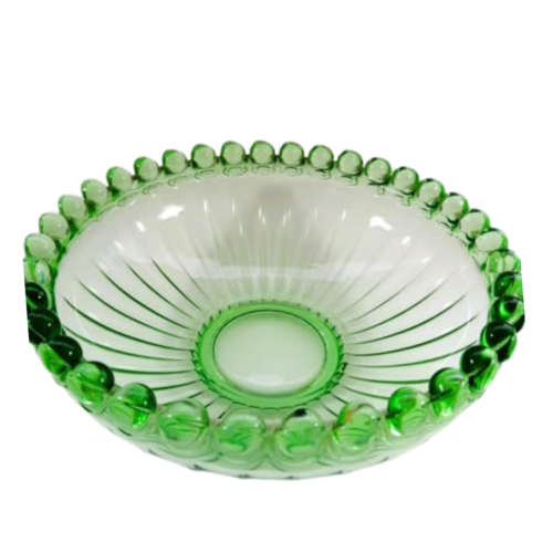 Art Deco Clear And Frosted Green Depression Glass Float Bowl With Frog