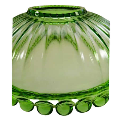 Art Deco Clear And Frosted Green Depression Glass Float Bowl With Frog