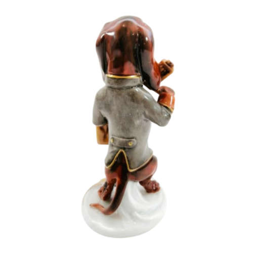 German Heinz Schaubach Unterweissbach Porcelain Figurine Of A Dachshund Playing Musical Instruments