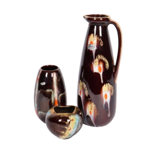 Three 1970`s West German Jasba Keramik Pottery Wares