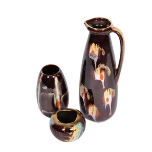 Three 1970`s West German Jasba Keramik Pottery Wares