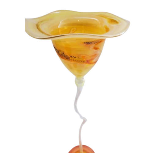 Three Extremely Delicate Tiffany-Style Favrile Glass Long Stemmed Candleholders