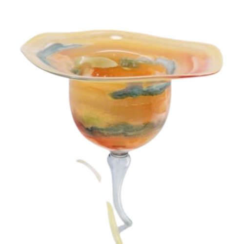 Three Extremely Delicate Tiffany-Style Favrile Glass Long Stemmed Candleholders