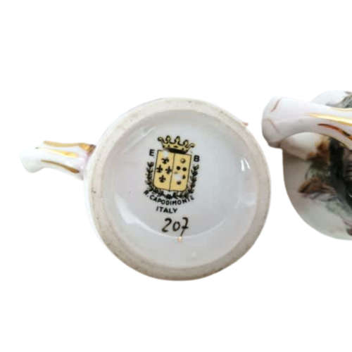Fabulous Capodimonte Handmade Hand Painted Tea Cups And Saucers Italy