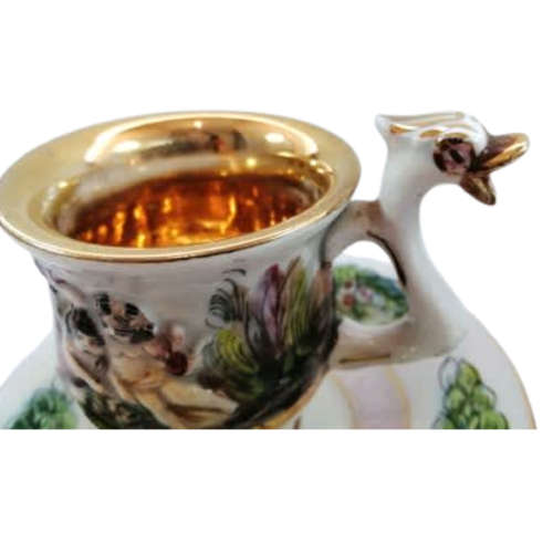 Fabulous Capodimonte Handmade Hand Painted Tea Cups And Saucers Italy