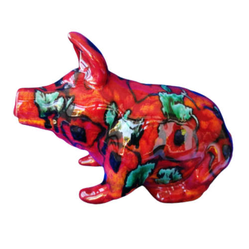 Anita Harris Pottery Red Hand Painted Signed Pig