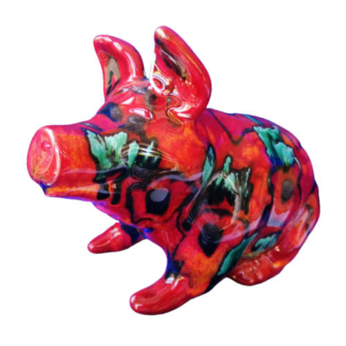 Anita Harris Pottery Red Hand Painted Signed Pig