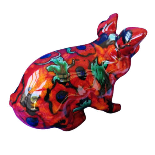 Anita Harris Pottery Red Hand Painted Signed Pig