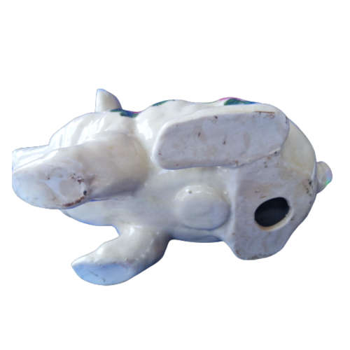 Wemyss Style Large Fat Sitting Pig Rose Design