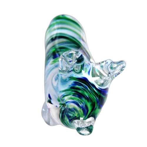 Avondale Handmade Green and Blue Glass Pig Paperweight