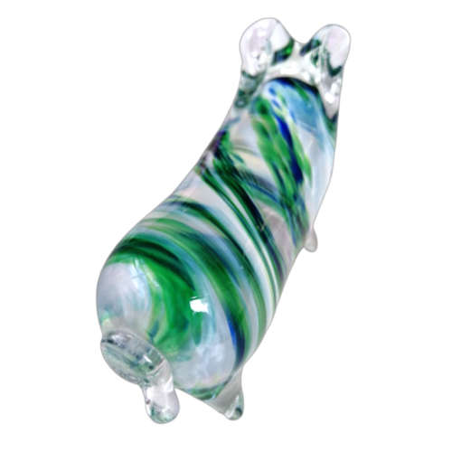 Avondale Handmade Green and Blue Glass Pig Paperweight