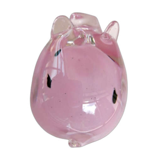 Pink Pig with Black Spots Handmade Glass Paperweight