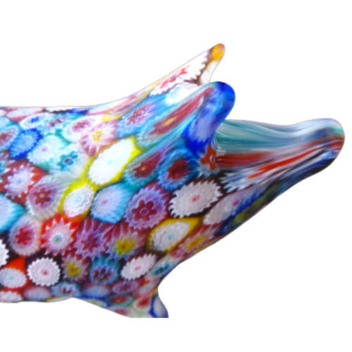 Antique Venetian Millefiori Glass Pig Paperweight