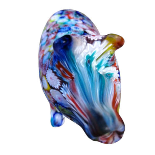 Antique Venetian Millefiori Glass Pig Paperweight