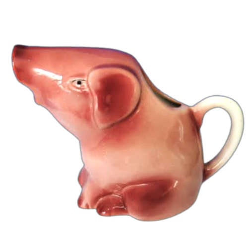 Wood Potters of Burslem, Staffordshire, England,Pink hand-painted pig jug