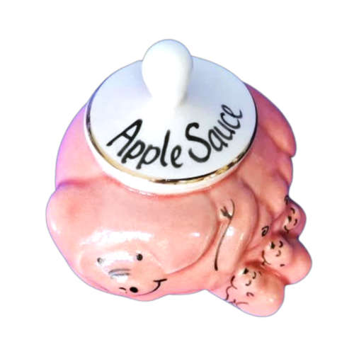 Karen Wheatley Pottery Pig And Piglets Apple Sauce Pot With Lid