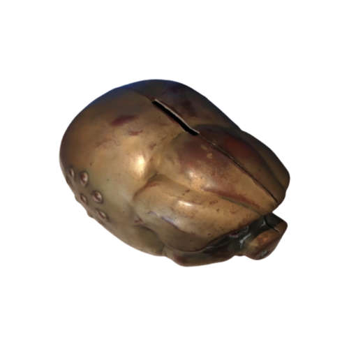 Vintage Metal Oriental Piggy Bank Pig