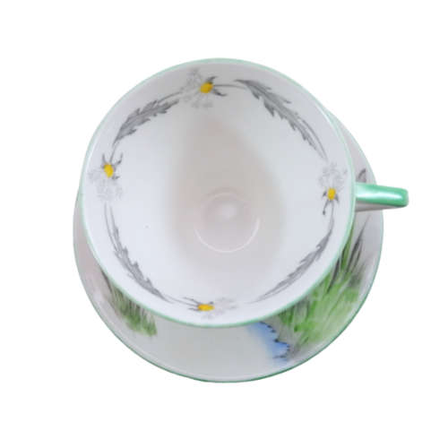Shelley Yellow Crocus W11983 Eve Shaped Coffee Cup And Saucer - Plate Trio Very Rare