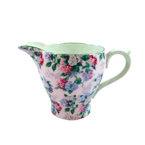 Shelley Pink Chintz Hydrangea Summer Glory Henley Shape Milk Jug