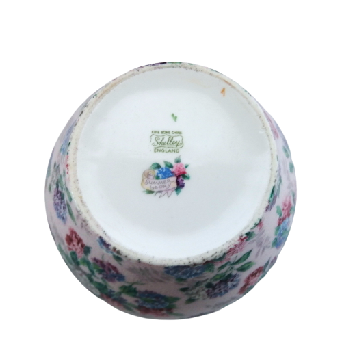 Shelley Pink Chintz Hydrangea Summer Glory Henley Shape Sugar Bowl
