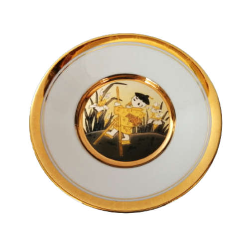 Hamilton Collection Japanese floral calendar Boys Doll Day Chokin plate 23K gold trim