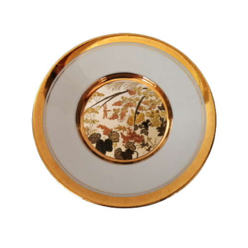 Hamilton Collection Japanese floral calendar Autumn Chokin plate 23K gold trim