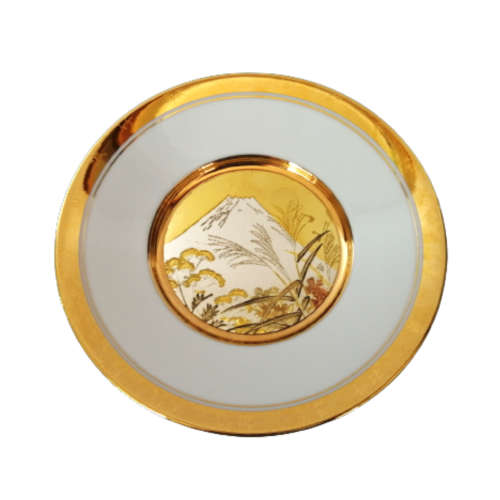Hamilton Collection Japanese floral calendar Festival of the New Moon Chokin plate 23K gold trim