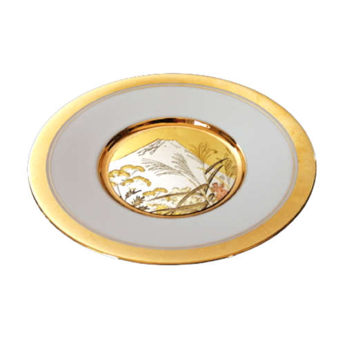 Hamilton Collection Japanese floral calendar Festival of the New Moon Chokin plate 23K gold trim